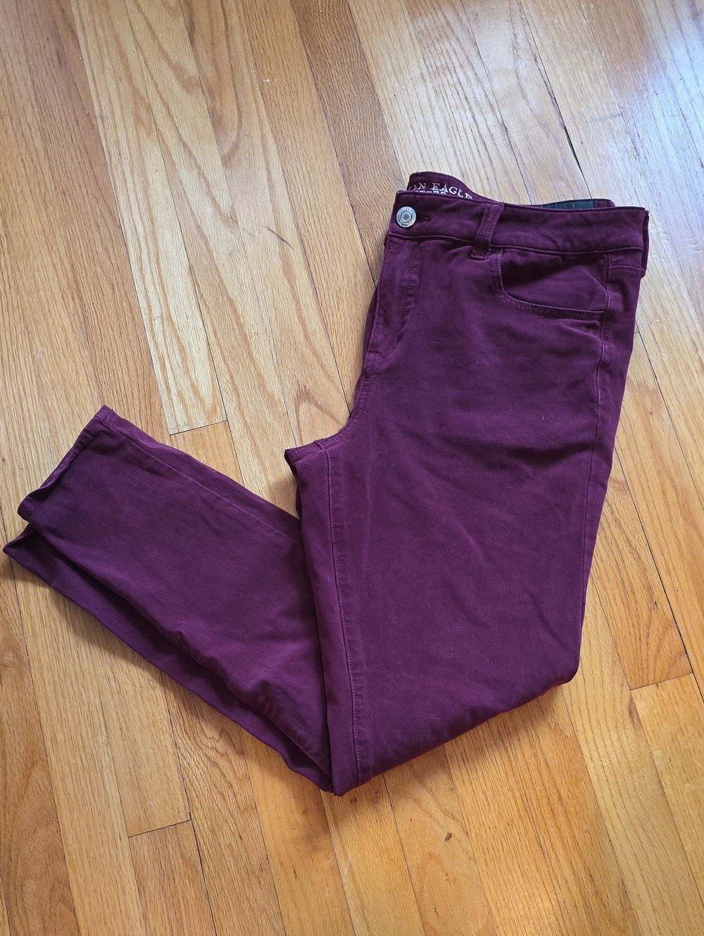 American Eagle Outfitters Maroon Stretch Skinny Jeans